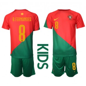 Portugalsko Bruno Fernandes #8 Dětské Domácí dres komplet MS 2022 Krátký Rukáv (+ trenýrky)